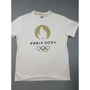 Paris 2024 Olympics Official Weeplay T-Shirt Size L White Gold Logo France
